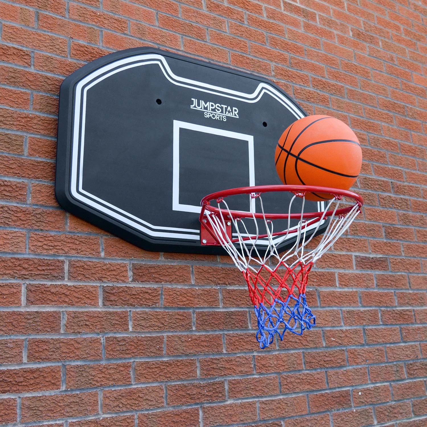 Wall Mounted Basketball Backboard Full Size Hoop Net Heavy Duty JumpStar
